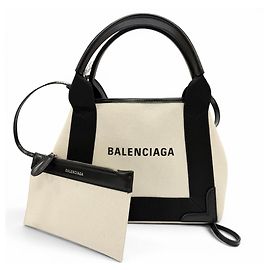 Borsa a Spalla Cabas XS in Tela e Pelle Balenciaga Blu Navy