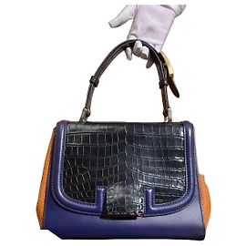 Borsa Fendi in pelle di coccodrillo blu