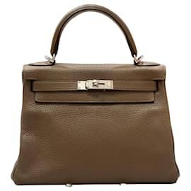 Borsa a mano Hermès Lovecraft 28 pelle Togo grigio