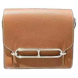 Borsa Hermès Roulis 19 in pelle di sella marrone dorato