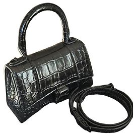 Balenciaga Hourglass Borsa a Mano in Pelle Effetto Coccodrillo