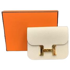 Bolso Hermès Constance Smile en cuero Epsom blanco