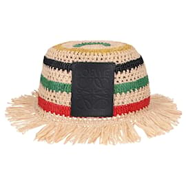 Loewe Anagram Raffia Streifen Clochette Hut