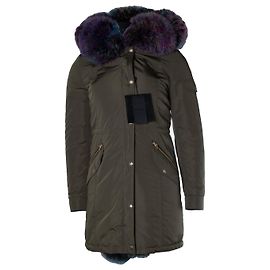 Philipp Plein, parka in pelliccia verde con fodera removibile