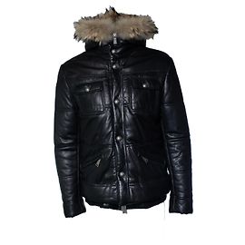Philipp Plein, hooded leather bomber with fur