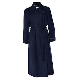 Trench coat in lana blu Hermes - Hermès