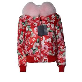 Bomber impresa con orquídea roja Philipp Plein con piel