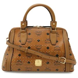 Mini Boston 2WAY in pelle PVC con logo MCM
