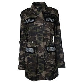 Philipp Plein, camouflagierte Parka mit Kristallen