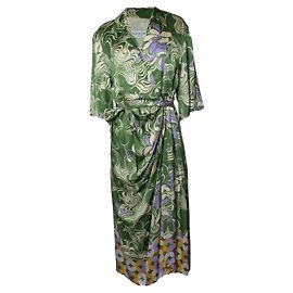 Vestido envolvente Dakola verde multi de Dries van Noten