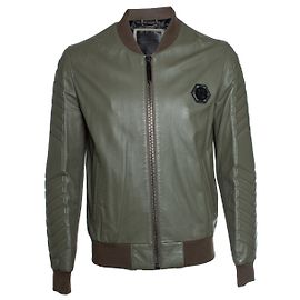 Philipp Plein, leather jacket in kaki