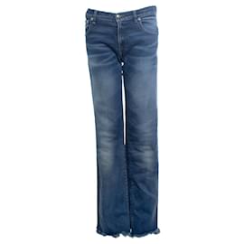 R13, jeans azul Jane con bordes sin terminar