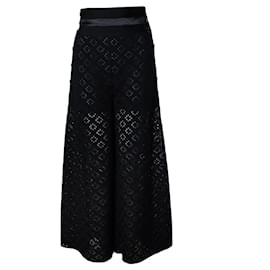 Chanel, schwarze Strick-Hosen mit weitem Bein