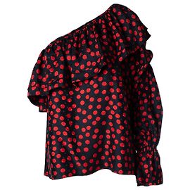 Saint Laurent, one shoulder polkadot blouse