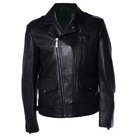 Philipp Plein, black pebbled leather biker jacket