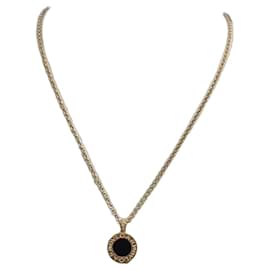 Collana Bulgari pendente rotondo madreperla nera e diamanti oro rosa