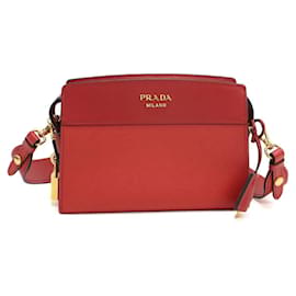 Borsa a spalla in pelle rossa Prada