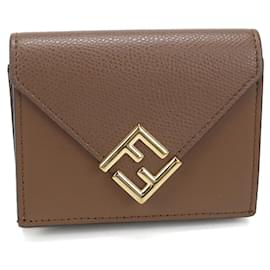 Fendi Dreifach-Brieftasche aus braunem Leder