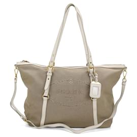 Beige Canvas Tote Bag von Prada