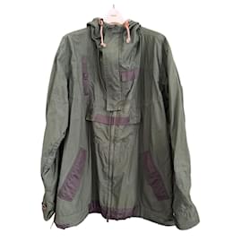 Sacai Baumwoll Nylon Parka Dunkelgrün