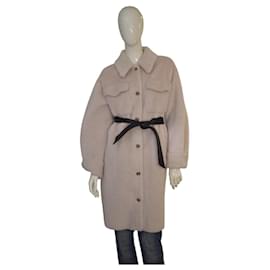 Abrigo de mezcla de lana beige Maje Paris, chaqueta oversized con cinturón, talla 38 EU