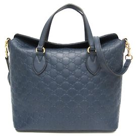 Borsa a spalla in pelle blu Guccissima di Gucci
