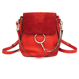 Zaino in pelle e suede arancione Chloé Faye per donne