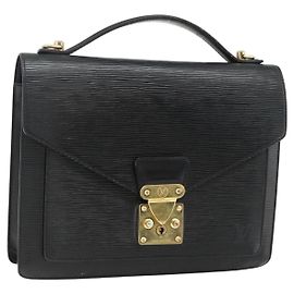 LOUIS VUITTON Bolso de Mano Epi Monceau 28 Negro M52122 LV Auth BA12216