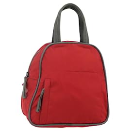 PRADA Borsa sportiva in nylon rossa argento Auth 176633A