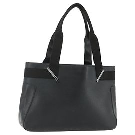 Borsa a mano GUCCI in pelle nera argento 73983 Auth ka4138