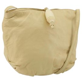 LOEWE Bolsa de Hombro Anagram Cuero Beige Auth 176351