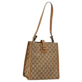 GUCCI GG Canvas Schultertasche Beige Gold 110292 Auth ep14036