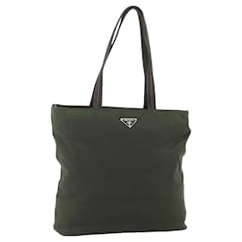 PRADA Tote Bag aus Nylon Khaki Silber authentisch bs34647