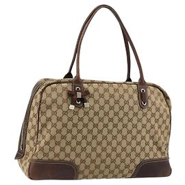 Borsa tote in tela GG della linea Sherry di GUCCI Beige Oro 162881 Auth ep14212