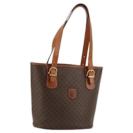 Borsa tote in tela Macadam CELINE in pelle PVC marrone oro Auth ep14253 - Céline
