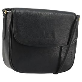 Borsa a Spalla Burberrys in Pelle Nera e Oro Auth ep14310