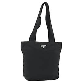 Prada Tote Bag aus schwarzem Nylon mit Silber authentisch ka4054