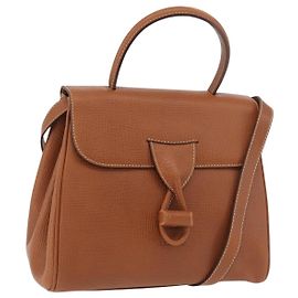 LOEWE Bolso de Mano de Cuero 2 en 1 Marrón Dorado Auth ep14461