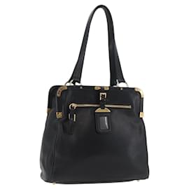 Borsa Tote in Pelle Nera e Oro Auth 176925A - Prada