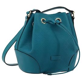 Borsa a Spalla Diamante in Pelle Blu Argento GUCCI 354229 Auth 177084A
