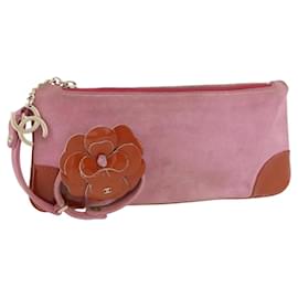 Pochette in Suede CHANEL Icon Series Rosa Oro CC Auth 176765