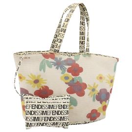 FENDI FENDISSIME Tote Bag Nylon White CC Auth 176808