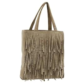 CHANEL Handtasche Wildleder Beige Silber CC Auth BA12233