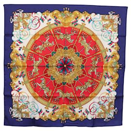 Hermès Foulard HERMES Carre 90 ""LUNA PARK"" in seta blu Auth 176081A