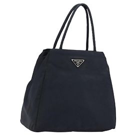 PRADA Handtasche aus Nylon in Marineblau Silber authentisch bs34478