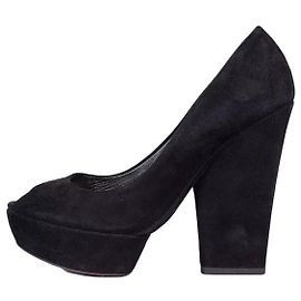 Décolleté aperti in suede nero Christian Dior Taglia 39,5 Usati