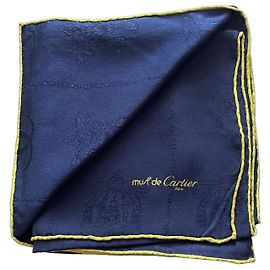 Carré Must di Cartier Marino e Verde 100% Seta Broccata