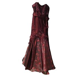 Autre Marque Manon Collection Abendkleid Burgunderrot mit Strass und Schleife