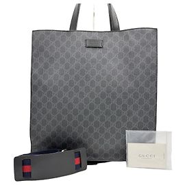 Gucci Borsa tote grande in tela nera Supreme per uomo