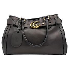 Gucci Borsa da corsa in pelle di vitello, borsa tote in pelle nera